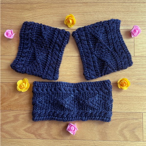 KM x Artfil Cozy Cabled Headband and Boot Cuffs