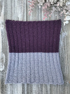 Knit Me Cowl Kit Sample in purple and grey