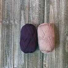 Load image into Gallery viewer, Eggplant and taupe yarn